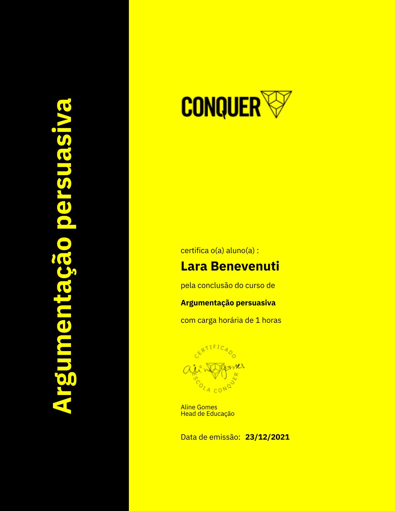 Certificado de Argumentação persuasiva